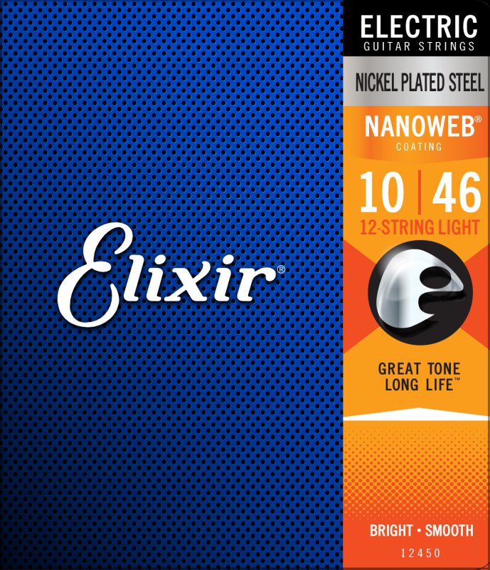 Elixir - 12-String Light Electric Nickel Plated Steel With Nanoweb Coating (.010 - .046) #12450