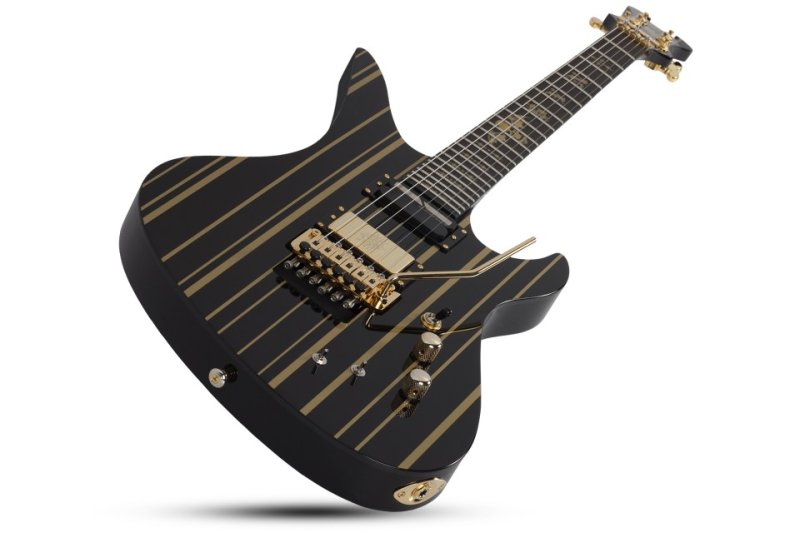 Schecter - Synyster Gates Custom-S Electric Guitar, Gloss Black With Gold Pin Stripes #1742-SHC