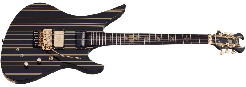 Schecter - Synyster Gates Custom-S Electric Guitar, Gloss Black With Gold Pin Stripes #1742-SHC