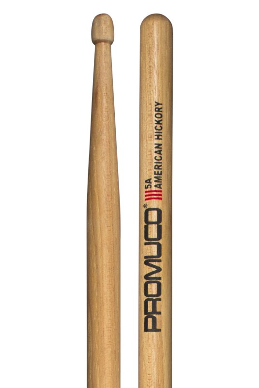 Promuco - American Hickory Drumsticks - 5A, Wood Tip #18015AX