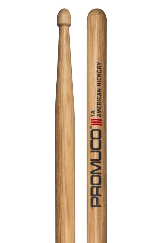Promuco - American Hickory Drumsticks - 7A, Wood Tip #18017AX