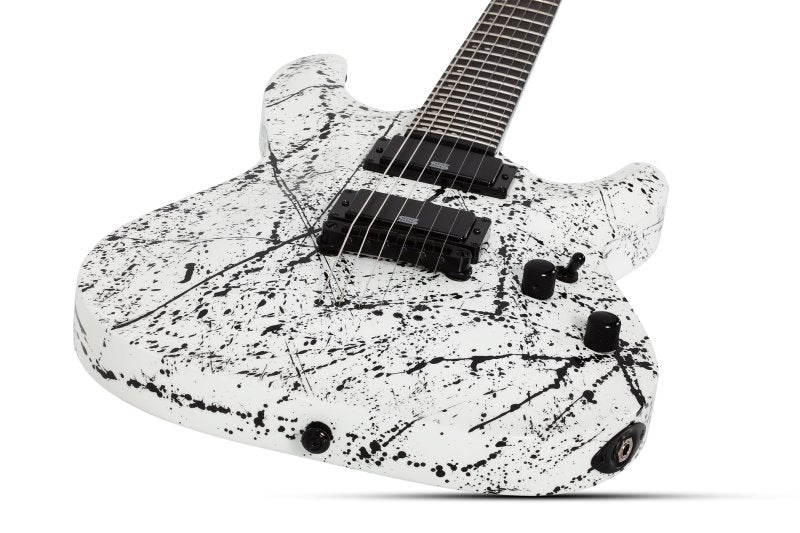 Schecter - C-1 Ink Bomb Electric Guitar, White with Black Splatters #2986-SHC