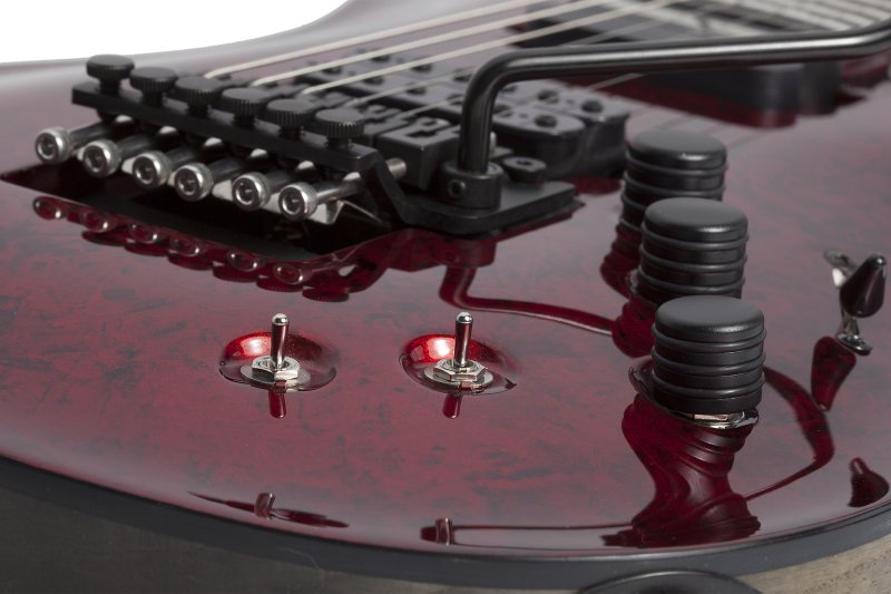 Schecter - Solidbody Electric Guitar with Swamp Ash Body, Maple/Bubinga Neck, Ebony Fretboard, Red Reign #3057-SHC