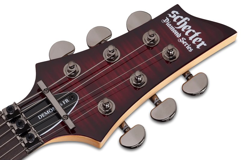 Schecter - Demon 6 FR Series Electric Guitar, Crimson Red Burst #3247-SHC