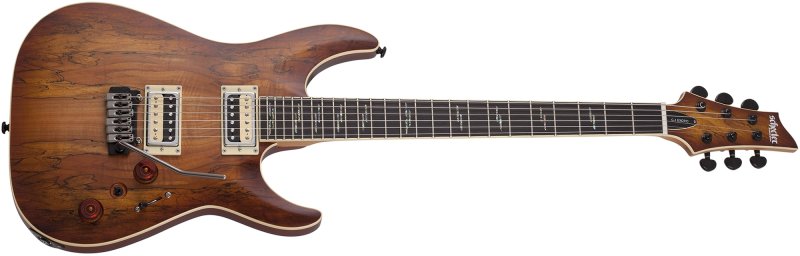 Schecter - C-1 Exotic Spalted Maple Electric Guitar, Satin Natural Vintage Burst #3338-SHC