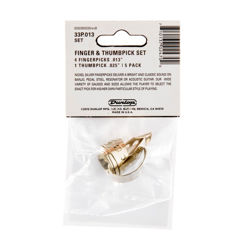Dunlop - Nickel Silver Finger & Thumbpicks .018" (5-pack) #33P-018