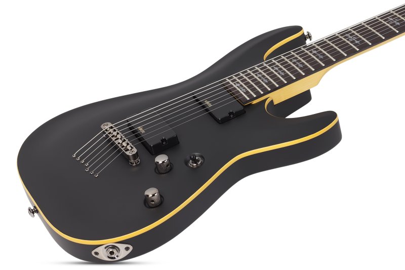 Schecter - Demon-7 Electric Guitar, Aged Black Satin #3662-SHC