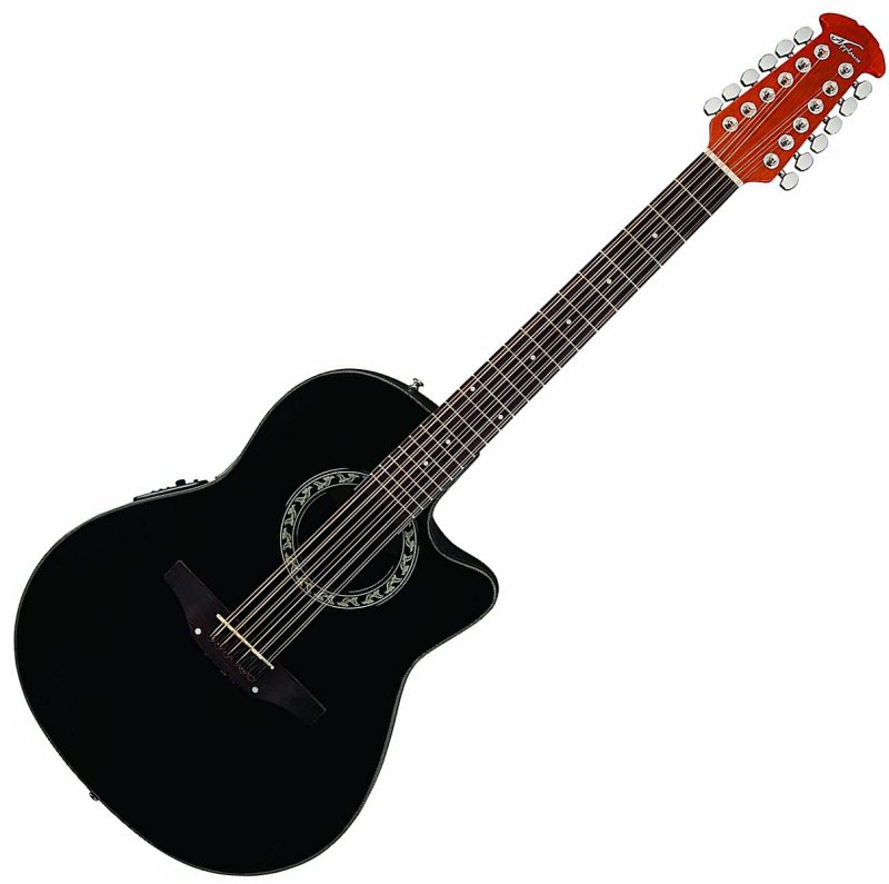 Applause - CS Steel 12 String Acoustic / Electric Guitar, Black Satin #AB2412-5S
