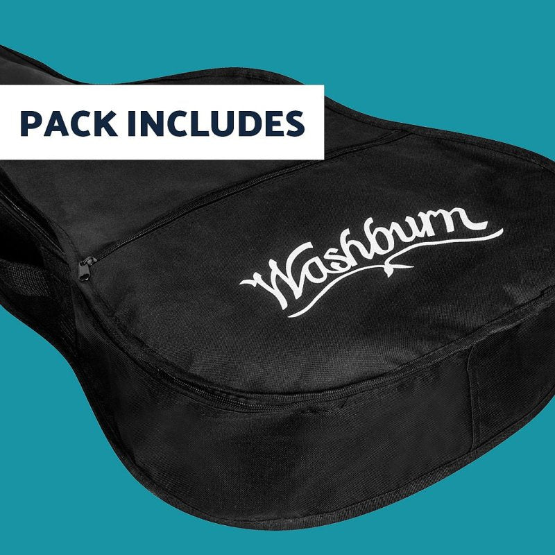Washburn - Spruce Top Acoustic Guitar Pack With Case, Natural #AD5CEPACK-A