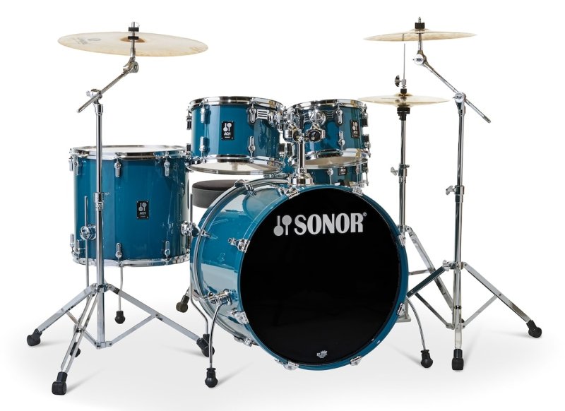 Sonor - AQ1 Stage 5-Piece Drum Set With 20" Bass Drum & Hardware, Caribbean Blue #AQ1-STUDIO-SET-CB