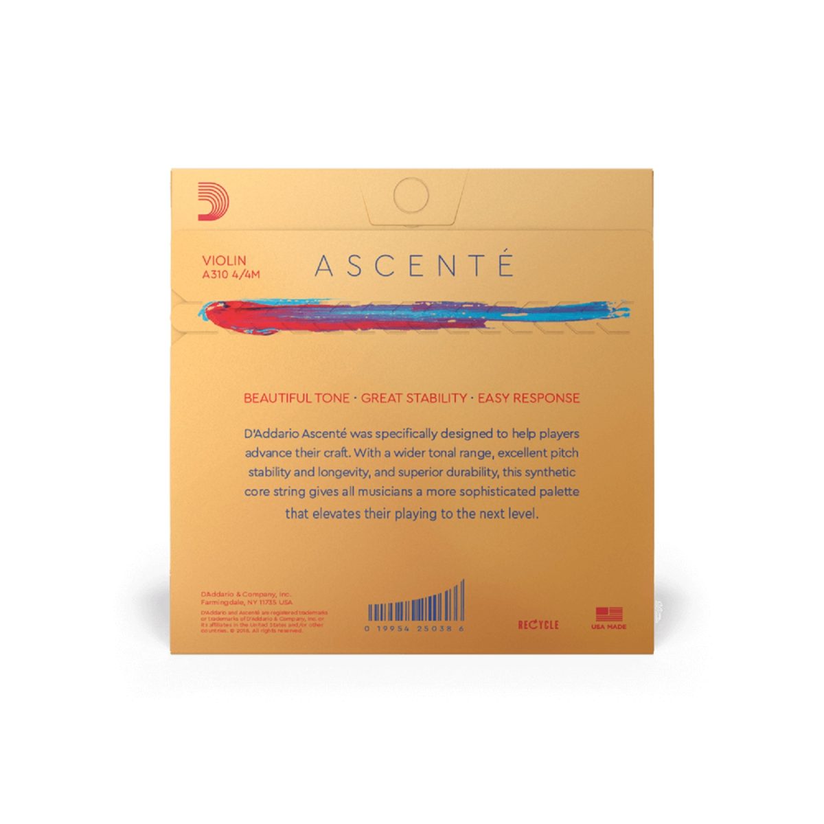 D'Addario - Ascenté A310 4/4 Violin String Set - Medium Tension Back