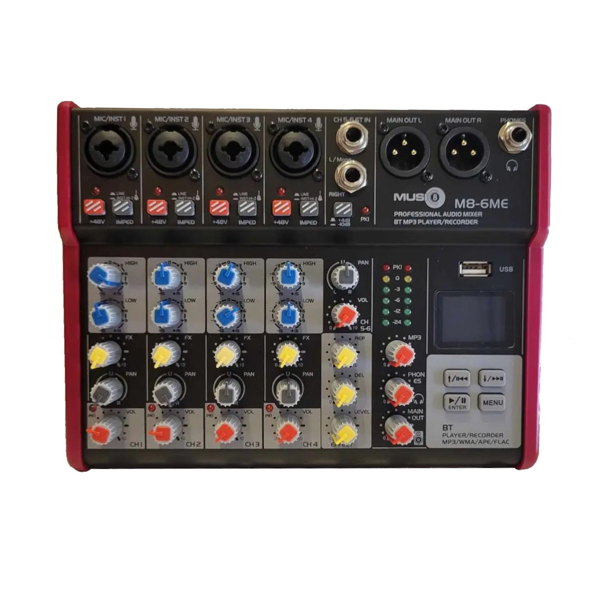 Music 8 - M8-6ME 6 Inputs Audio Mixer with Bluetooth MP3 Player