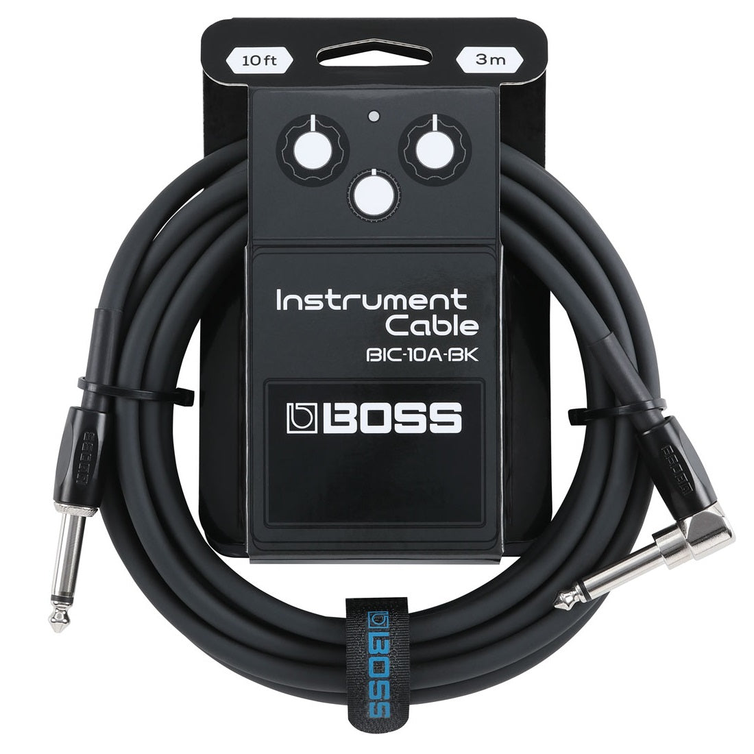 Boss - 10' Black Right-Angled Instrument Cable #BIC-10A-BK