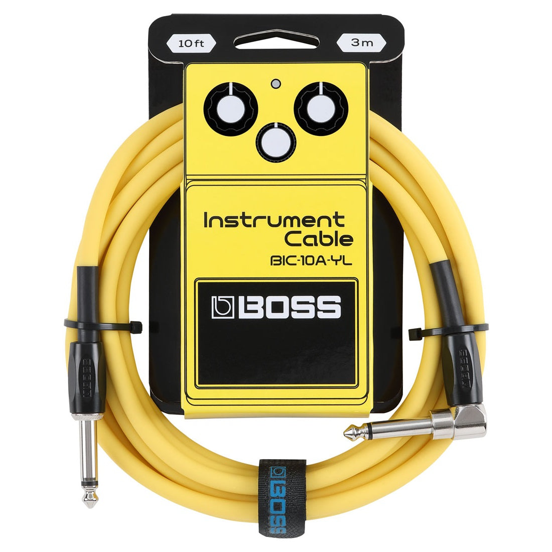 Boss - 10' Yellow Right-Angle Instrument Cable #BIC-10A-YL