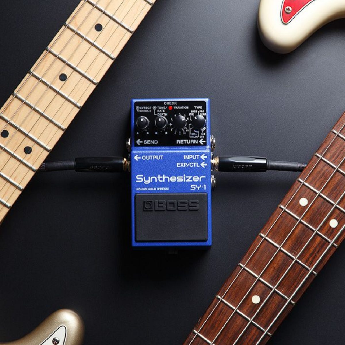Boss SY1 with guitar and bass