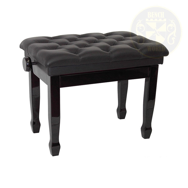 Benchworld - QUATTRO 1G PE LEATHER Adjustable Piano Bench in Polished Ebony