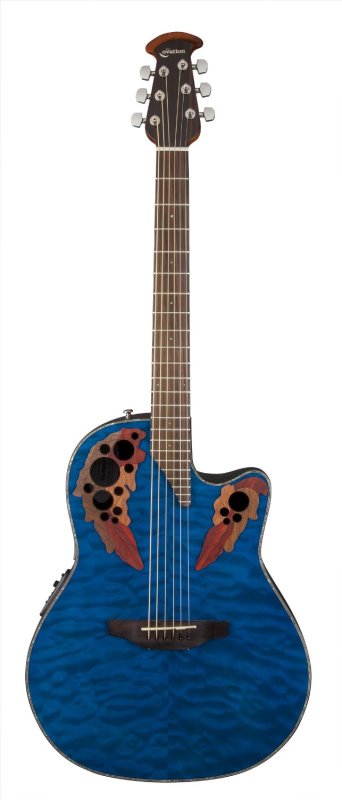 Ovation - Celebrity Elite Plus Mid-Depth Cutaway, Trans Blue Quilt Maple #CE44P-8TQ