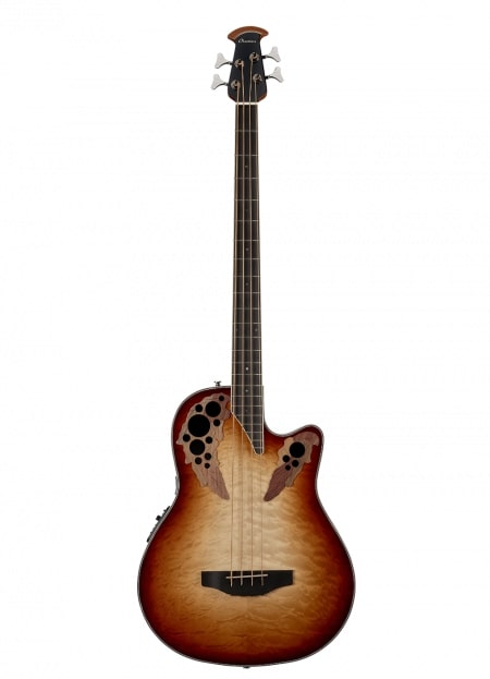 Ovation - Celebrity Elite Exotic Mid Quilt Maple Acoustic / Electric Bass, Cognac Burst / Natural Gloss #CEB44X-7C
