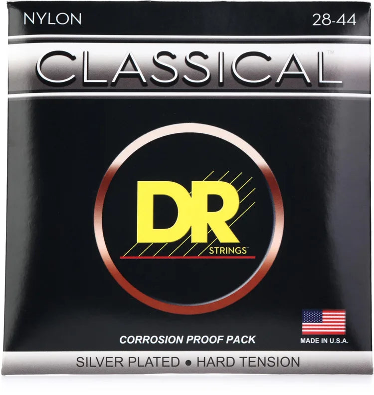 DR - Classical Guitar Strings, Nylon Silver-plated, Hard Tension (.028-.044) #CN-H
