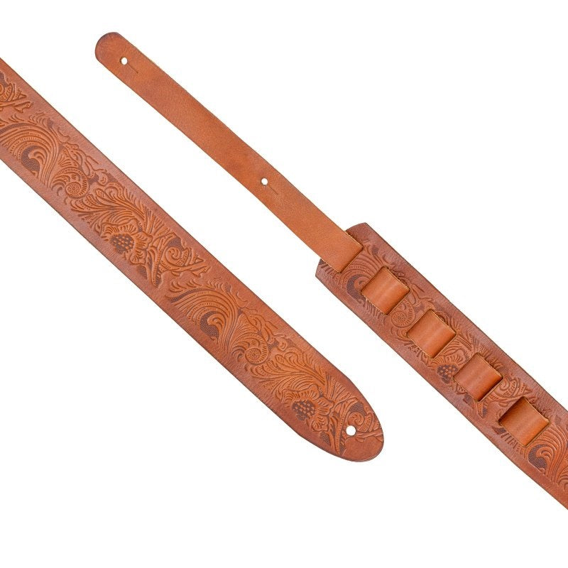 Profile - 2.5" Cognac Leather Strap with Hot Press Design #PGS-EBL-6100-CG