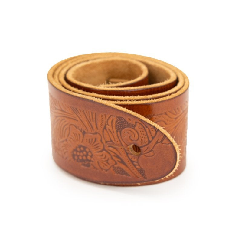 Profile - 2.5" Cognac Leather Strap with Hot Press Design #PGS-EBL-6100-CG