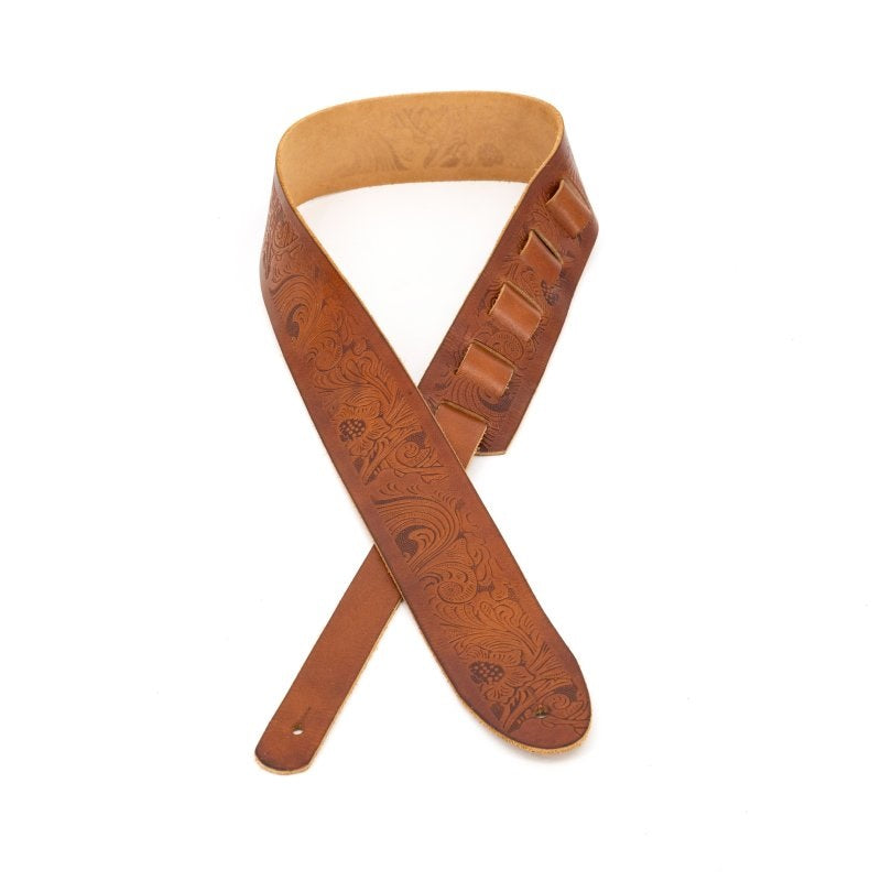 Profile - 2.5" Cognac Leather Strap with Hot Press Design #PGS-EBL-6100-CG