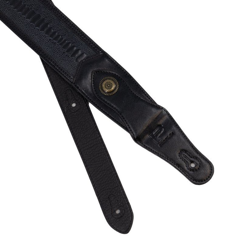 Profile - Black Western Strap with Brass Buckle and Crocodile Pattern #PGS-EGL-6500-BK
