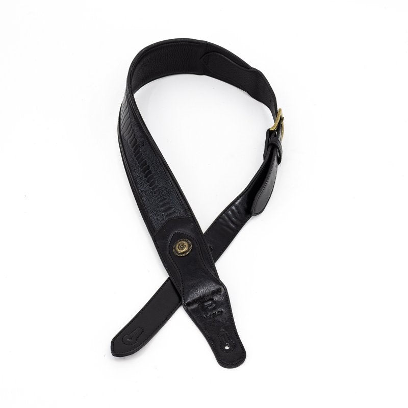 Profile - Black Western Strap with Brass Buckle and Crocodile Pattern #PGS-EGL-6500-BK
