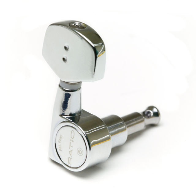 Graph Tech - Ratio Tuned Electric Machine Heads 3+3 Contemporary Button Chrome 2 Pin #PRN-2311-C0
