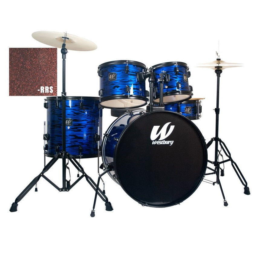 Westbury - 5-Piece Stage Drumset 400 Series with 22" Bass Drum & Throne - Ruby Red Sparkle #W475TC-RRS