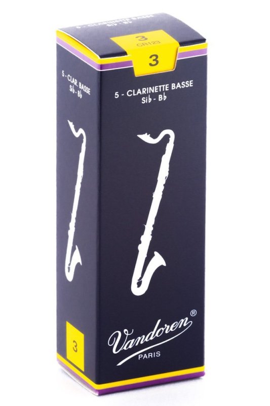 Vandoren - Bass Clarinet Traditional Reeds Strength 3; Box of 5 #CR123