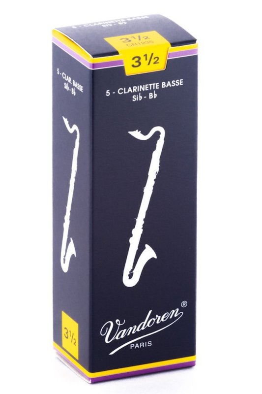 Vandoren - Bass Clarinet Traditional Reeds Strength 3.5; Box of 5 #CR1235