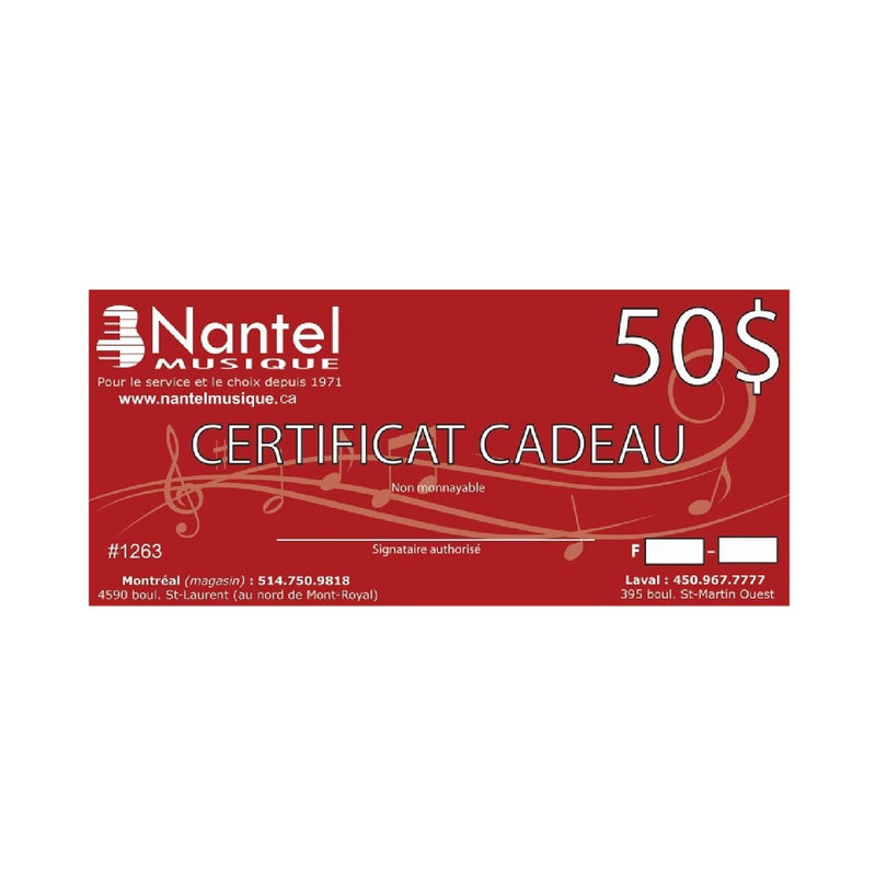 Certificat cadeau de 50 $