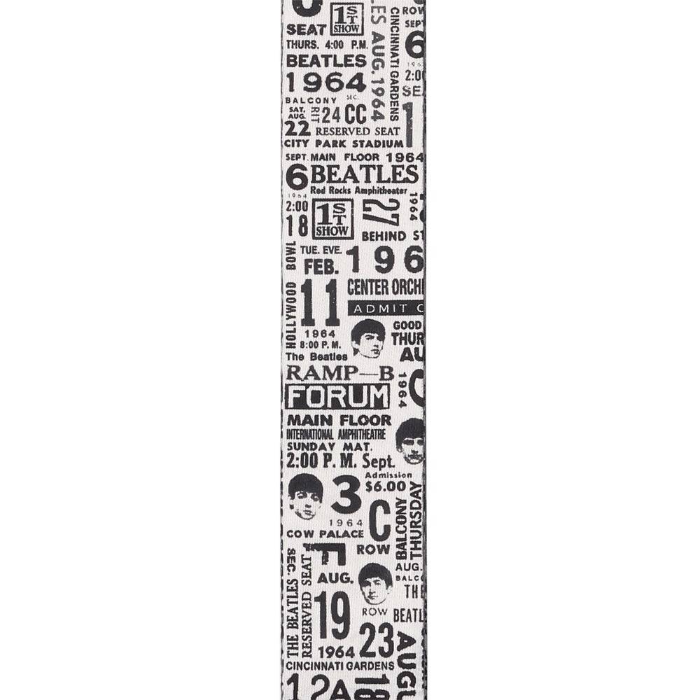 D'Addario - Beatles Guitar Strap 1964 Tour - Ticket Stubs Black and White #50BTL13