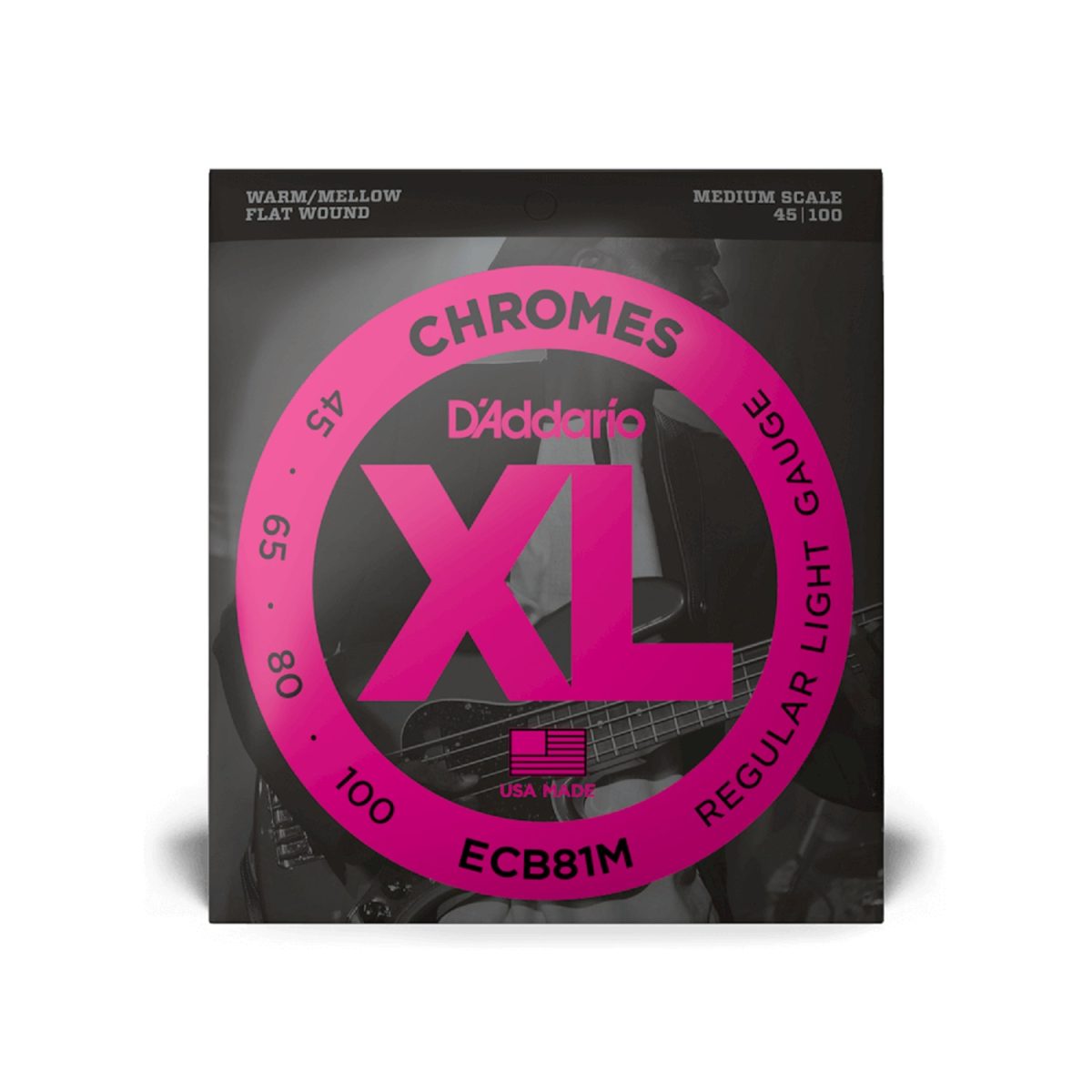 D'Addario - 45-100 Regular Light Medium Scale Bass Strings - ECB81M