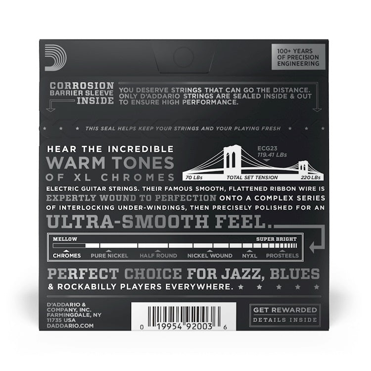 D'Addario - 10-48 Electric Flat Wound Chromes - Extra Light ECG23