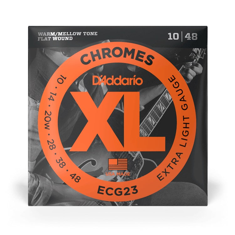 D'Addario - 10-48 Electric Flat Wound Chromes - Extra Light ECG23