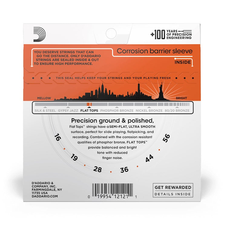 D'Addario - 16-56 Flat Tops Phosphor Bronze - Medium Resophonic EFT13