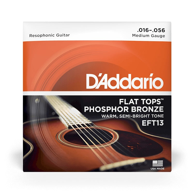 D'Addario - 16-56 Flat Tops Phosphor Bronze - Medium Resophonic EFT13