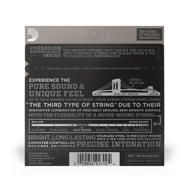 D'Addario - 10-46 Half Rounds Electric Guitar Strings - Regular Light #EHR310