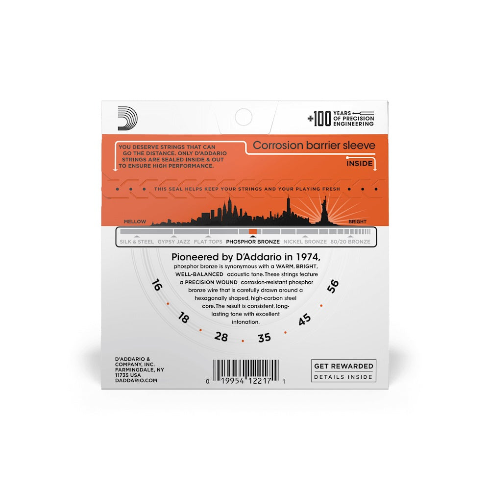 D'Addario - 16-56 Resophonic Phosphor Bronze Guitar Strings - Medium Gauge #EJ42