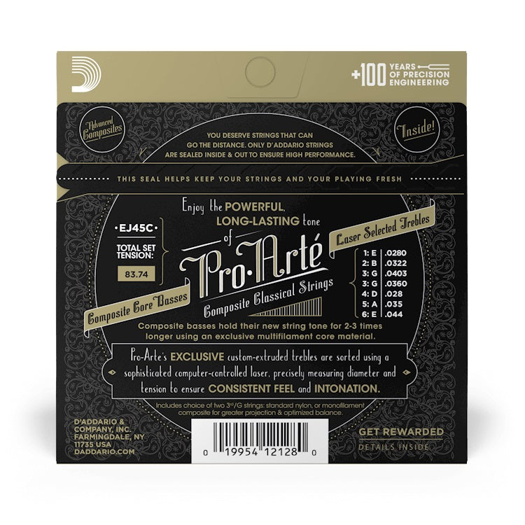 D’Addario – Normal Tension Composite Core Classical Guitar Strings - EJ45C