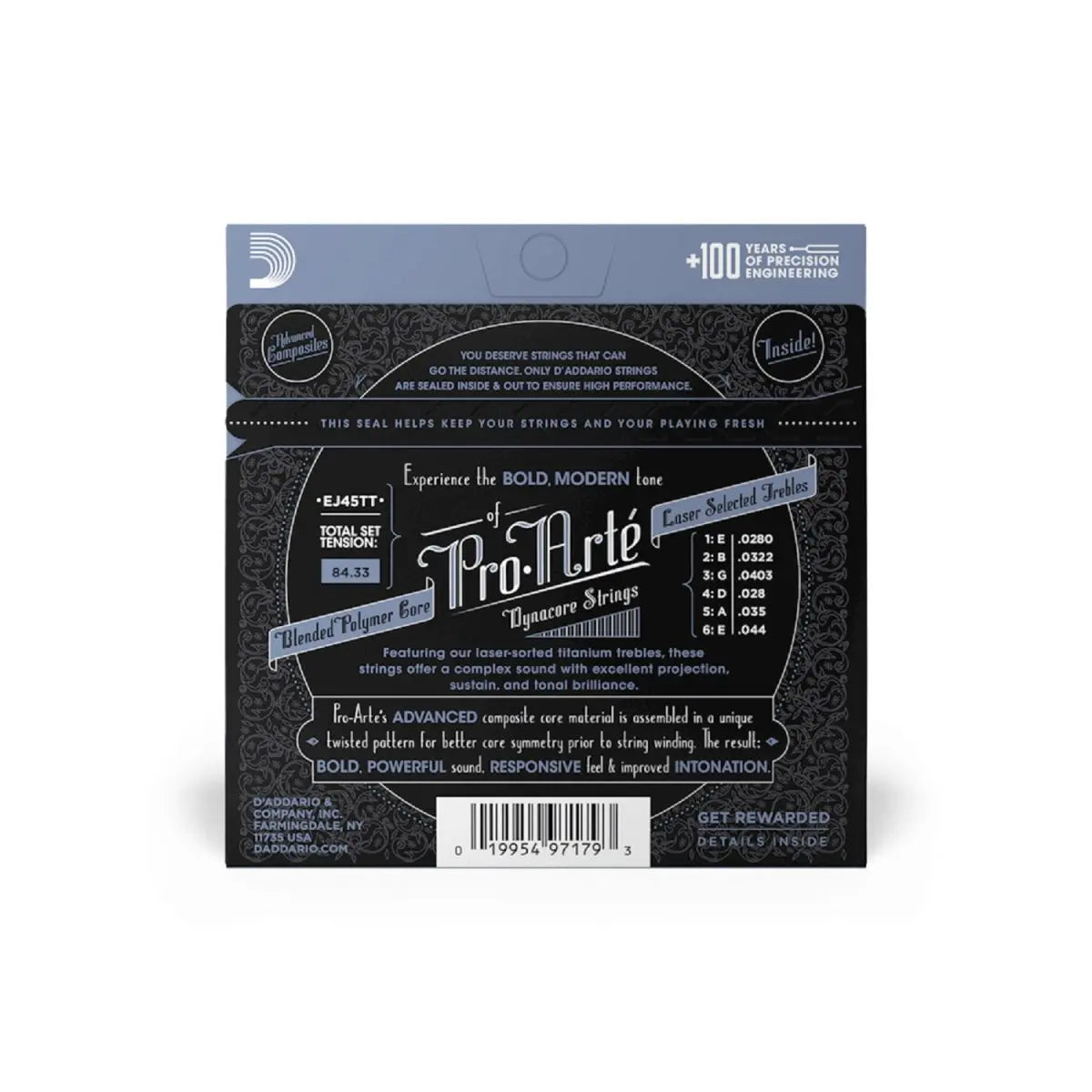 D'Addario - Normal Tension Dynacore Classical Guitar Strings - EJ45TT Back