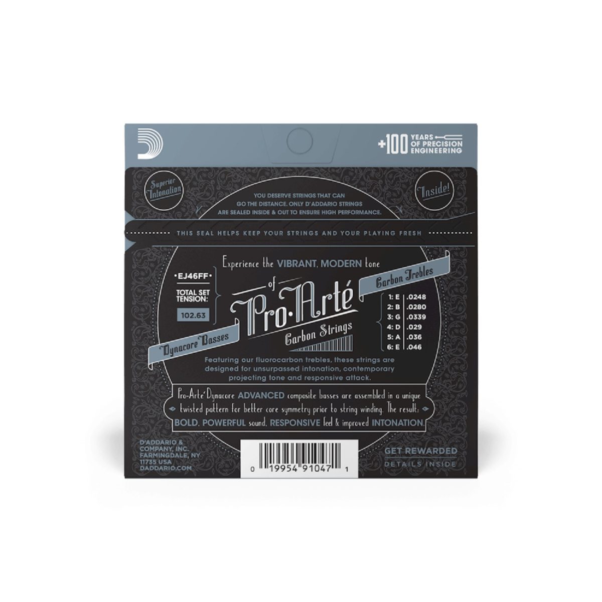 D'Addario - Hard Tension Carbon Classical Guitar Strings - EJ46FF Back