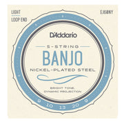 D’Addario – 5-String 09-20 Banjo Nickel-Plated Steel Loop End – Light EJ60NY