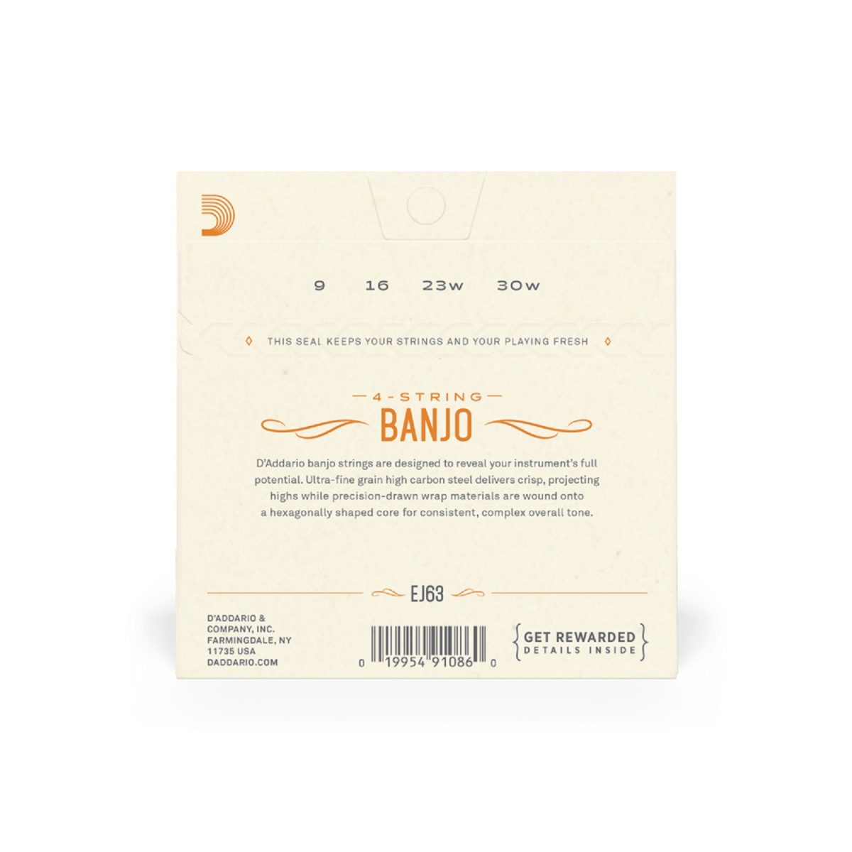 D'Addario - EJ63 09-30 Banjo 4-Strings Tenor Set Back