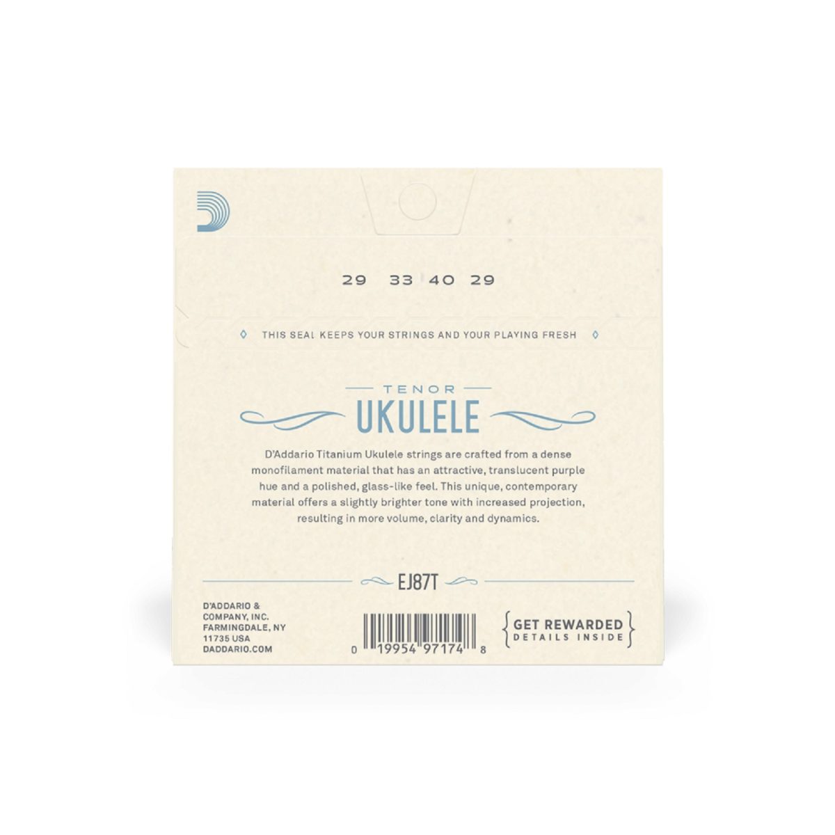 D'addario - EJ87T - Ukulele Tenor strings - Titanium Back