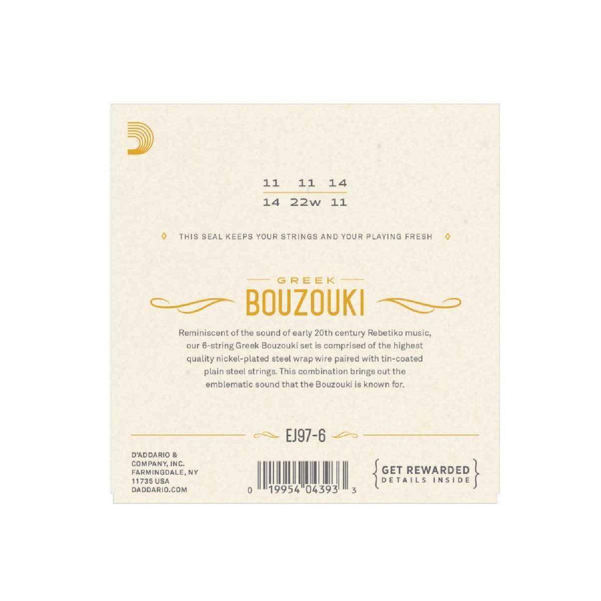 D'Addario - Greek Bouzouki 6-String Set - EJ97-6 Back