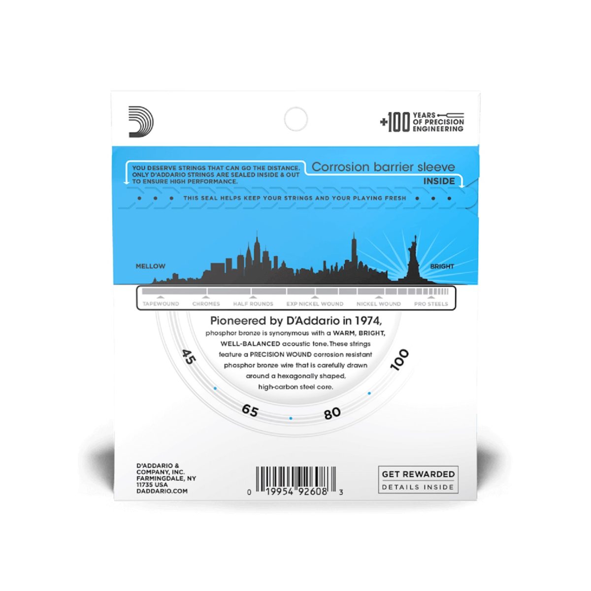 D'Addario - 45-100 Regular Light Long Scale Acoustic Bass Strings - EPBB170 Back