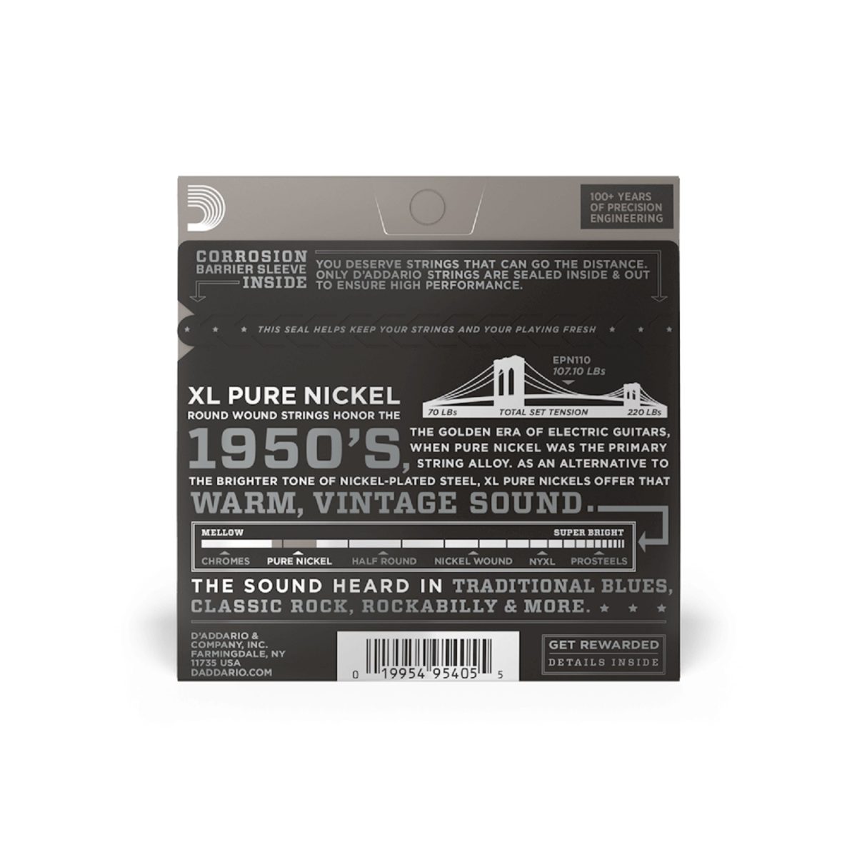 D'Addario - 10-45 Regular Light Electric Guitar Strings - EPN110 Back